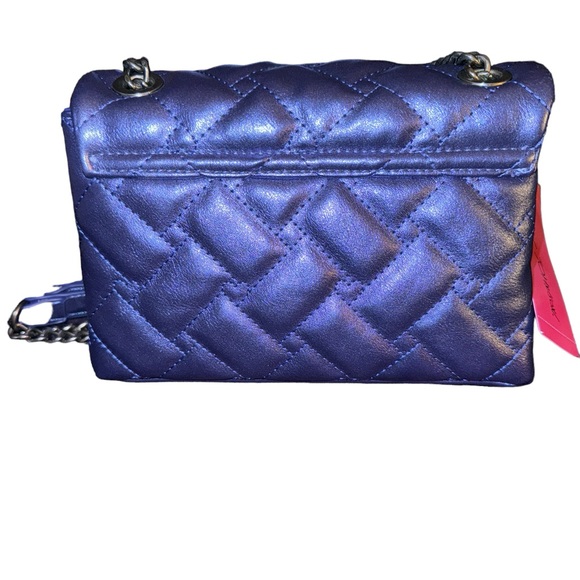 Betsey Johnson NWT Blue Metallic with Gun Metal Straps Shoulder Bag - Picture 2 of 7